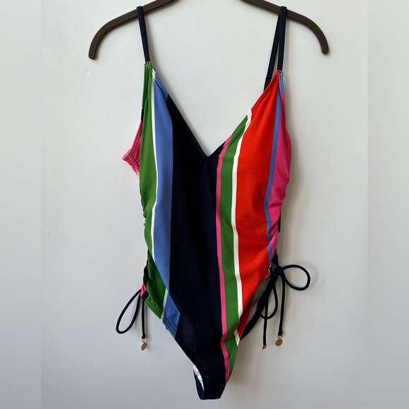 KATE SPADE - BNWT - Plunge V Multicolor Stripe One Piece - Medium - Picture 3 of 8